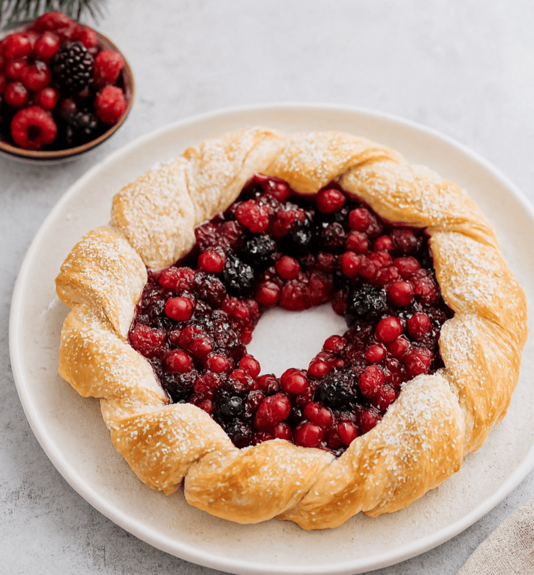 Coroa de Natal de Massa-Filo com Frutos Vermelhos