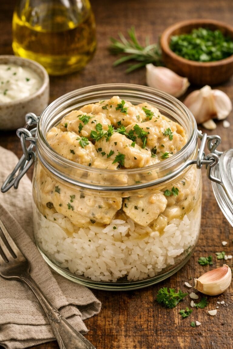 Frango Cremoso com Alho e Ervas no Pote