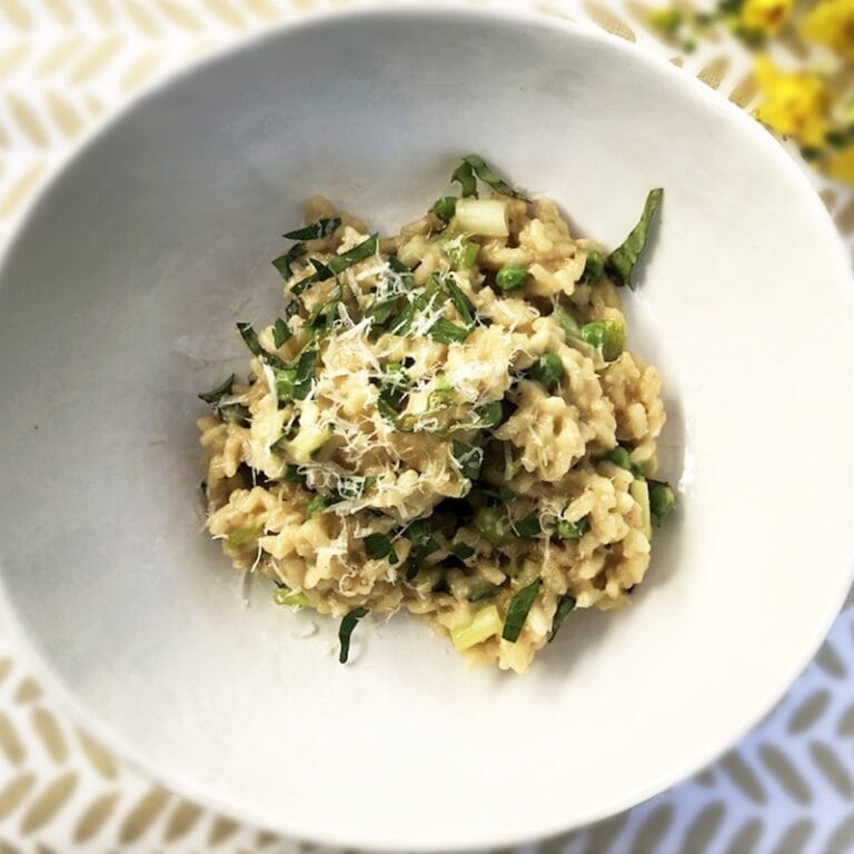 Risotto de Limão, Parmesão e Manjericão Fresco